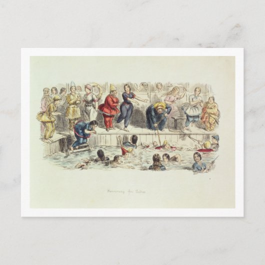 Schwimmen für Damen, 1844 (Litho) Postkarte (Vorderseite)