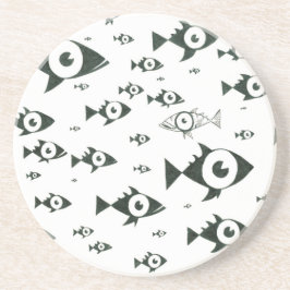 Schwimmen gegen den Strom Schwarzweiss Sandstein Untersetzer