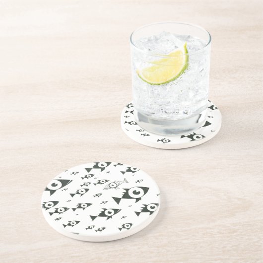 Schwimmen gegen den Strom Schwarzweiss Sandstein Untersetzer (Seite)