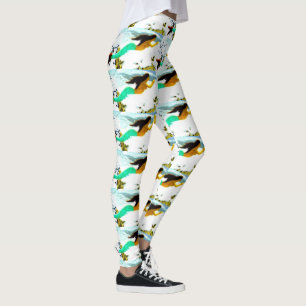 Schwimmen green=tail brünette Meerjungfrauen wei Leggings