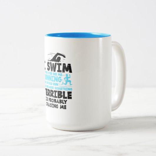 Schwimmen - ich schwimme zweifarbige tasse (VorderseiteRechts)