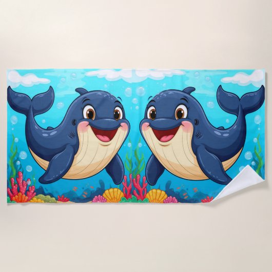 Schwimmen im Cartoon Strandtuch (Vorderseite)