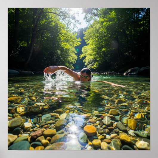 Schwimmen im klaren Wasser Poster (Vorne)