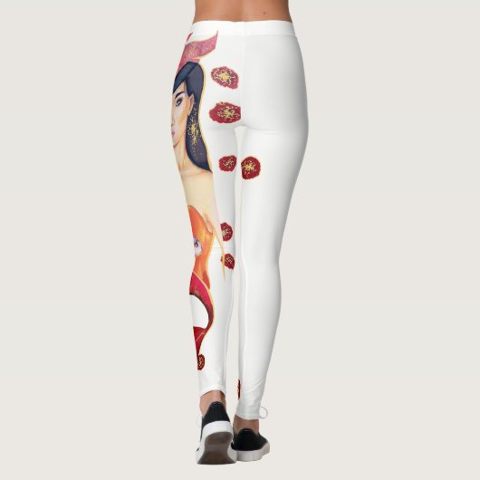 Schwimmen im Rot Leggings (Rückseite)