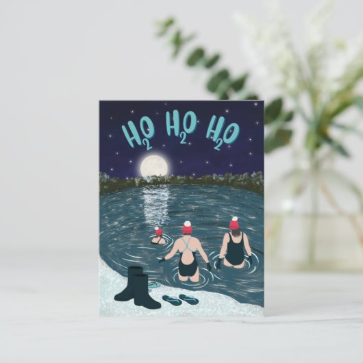 Schwimmen im See mit Schnee Weihnachten (Stehend Vorderseite)