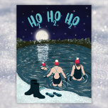 Schwimmen im See mit Schnee Weihnachten<br><div class="desc">👉 Lächeln Sie auf ein Gesicht mit dieser wilden Weihnachtsfeierpostkarte! Im Winter sind die Schwimmer im Freien mit Weihnachtsmannmützen am See. Es ist Nachtzeit und der Mond und die Sterne spiegeln sich im Wasser wider. 🔥 Meine Versprechen - Dieses Design hat einzigartige handgezeichnete Elemente (gezeichnet mein Ich!) - Es ist...</div>