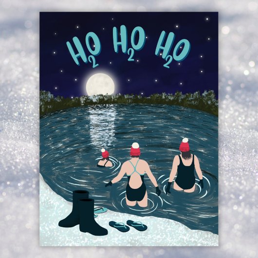 Schwimmen im See mit Schnee Weihnachten
