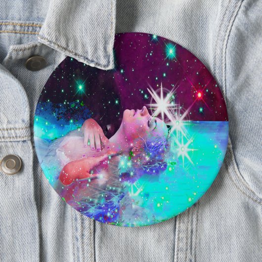 Schwimmen in einem kosmischen Traumpinback-Knopf Button (Beispiel)
