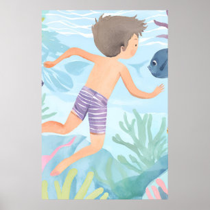 Schwimmen in einem warmen Korallenriff Poster