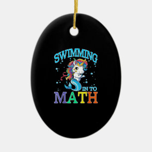 Schwimmen in Mathe Unicorn Meerjungfrau T - Shirt Keramik Ornament