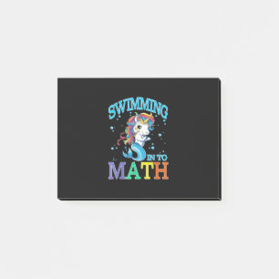Schwimmen in Mathe Unicorn Meerjungfrau T - Shirt Post-it Klebezettel