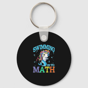Schwimmen in Mathe Unicorn Meerjungfrau T - Shirt Schlüsselanhänger