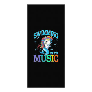 Schwimmen in Music Unicorn Meerjungfrau T - Shirt Werbekarte