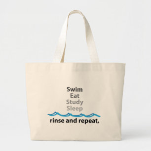 Schwimmen, isst, studiert, schläft… Spülen und Jumbo Stoffbeutel