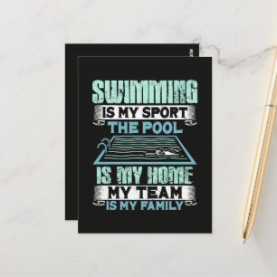 Schwimmen ist mein Sport Das Becken ist mein Zuhau Postkarte
