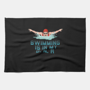 Schwimmen ist meine DNA, wenn ich über dem Funny S Geschirrtuch