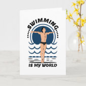 Schwimmen ist meine Welt - Baden in Speedo Karte (Gelbe Blume)