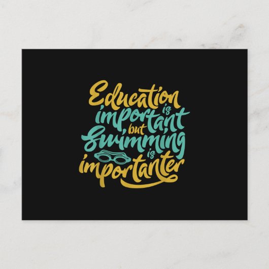 Schwimmen ist wichtig für die sonnigen Schwimmer,  Ankündigungspostkarte (Vorderseite)