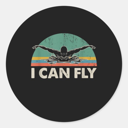 Schwimmen kann ich sonnig schwimmen Geschenke Runder Aufkleber (Vorderseite)