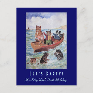 Schwimmen-Katzen-Geburtstags-Party Louis Wains Einladung