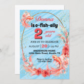Schwimmen Koi jedes Alters Geburtstagsparty Einladung (Vorne/Hinten)