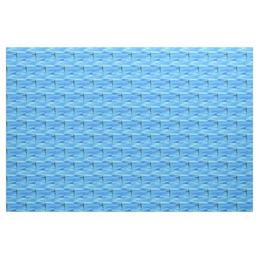 Schwimmen-Kormoran auf blauem Muster Stoff (Yard (91,4 cm))