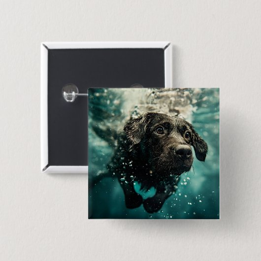Schwimmen Labrador Puppy Underwater Design Button (Vorne & Hinten)