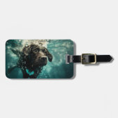 Schwimmen Labrador Puppy Underwater Design Gepäckanhänger (Vorderseite horizontal)