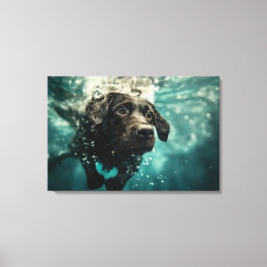 Schwimmen Labrador Puppy Underwater Design Leinwanddruck (Vorderseite)