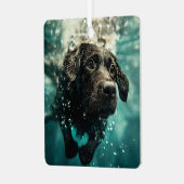 Schwimmen Labrador Puppy Underwater Design Ornament Aus Metall (Vorderseite links)
