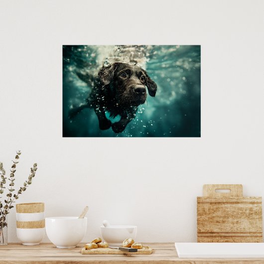 Schwimmen Labrador Puppy Underwater Design Poster (Küche)