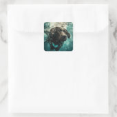 Schwimmen Labrador Puppy Underwater Design Quadratischer Aufkleber (Tasche)