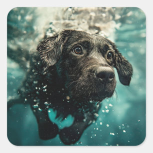 Schwimmen Labrador Puppy Underwater Design Quadratischer Aufkleber