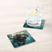 Schwimmen Labrador Puppy Underwater Design Rechteckiger Pappuntersetzer (Vor Ort)