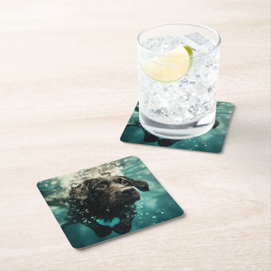 Schwimmen Labrador Puppy Underwater Design Rechteckiger Pappuntersetzer (Vor Ort)