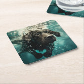 Schwimmen Labrador Puppy Underwater Design Rechteckiger Pappuntersetzer (angewinkelt)