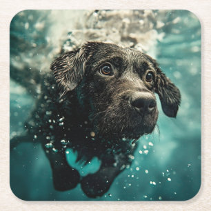 Schwimmen Labrador Puppy Underwater Design Rechteckiger Pappuntersetzer