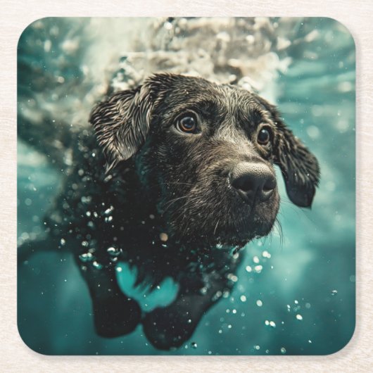 Schwimmen Labrador Puppy Underwater Design Rechteckiger Pappuntersetzer (Vorderseite)