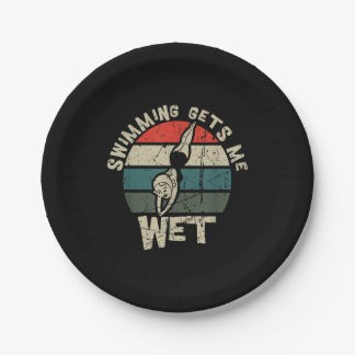 Schwimmen lässt mich ein sonniges Schwimmbad zum B Pappteller