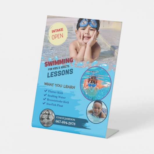 Schwimmen Lektionen Eigenes Schild (Vorderseite)