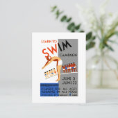 Schwimmen lernen postkarte (Stehend Vorderseite)