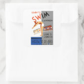 Schwimmen lernen quadratischer aufkleber (Tasche)