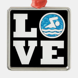 Schwimmen LIEBE Tauchen Coach Schwimmbad Weihnacht Ornament Aus Metall