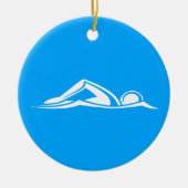 Schwimmen-Logo-Verzierungs-Blau Keramikornament (Vorne)