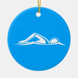 Schwimmen-Logo-Verzierungs-Blau Keramikornament