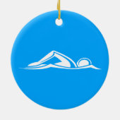 Schwimmen-Logo-Verzierungs-Blau Keramikornament (Hinten)