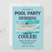 Schwimmen macht mich Cooler Party im Schwimmbad Einladung (Vorderseite)
