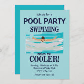 Schwimmen macht mich Cooler Party im Schwimmbad Einladung (Vorne/Hinten)