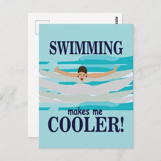 Schwimmen macht mich Cooler schwimmen Postkarte (Vorne/Hinten)