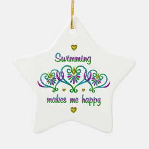 Schwimmen macht mich glücklich keramik ornament